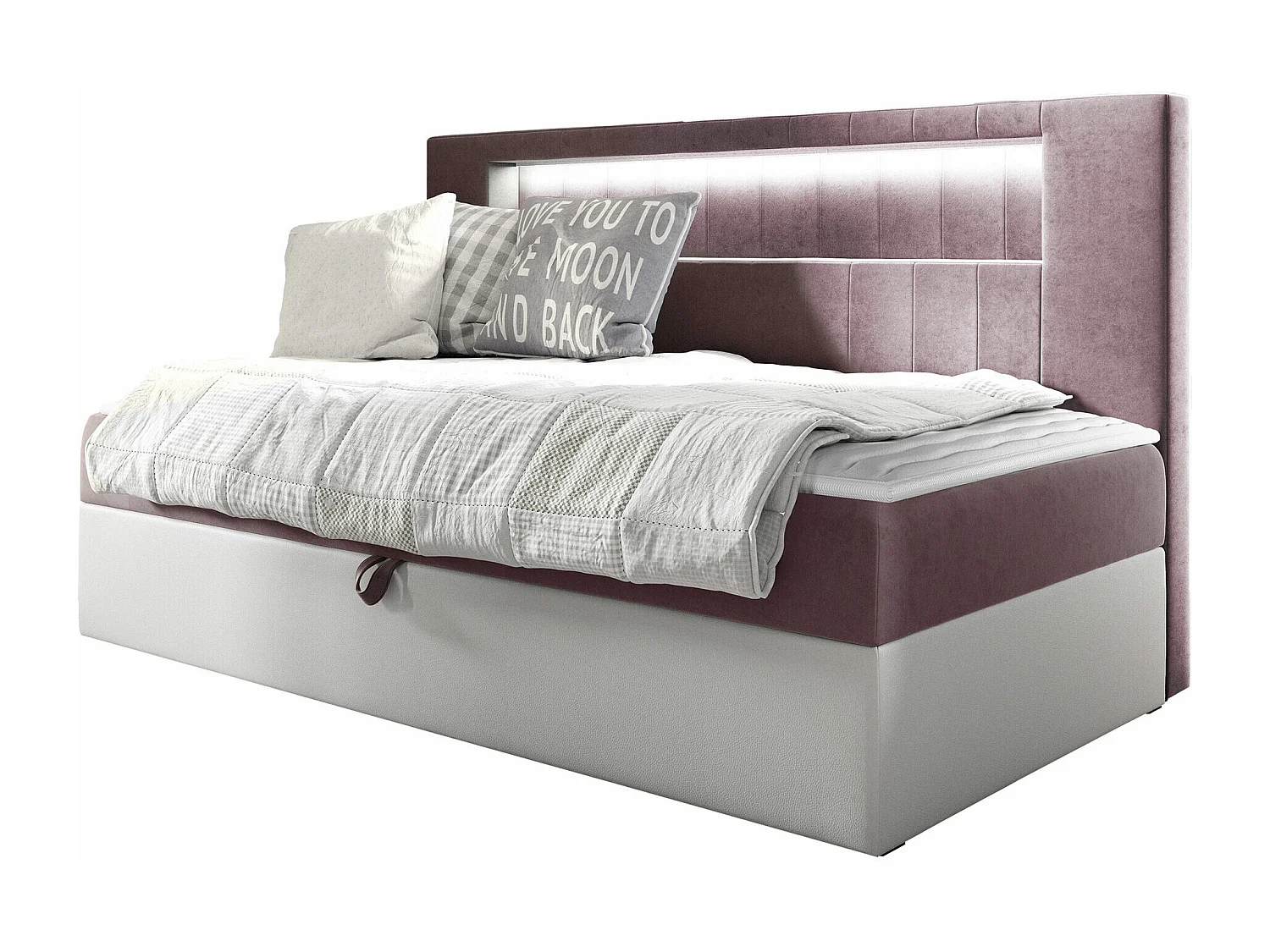 Cama continental Baltimore 168, Individuales, Continental, Púrpura, 80x200, Somieres,