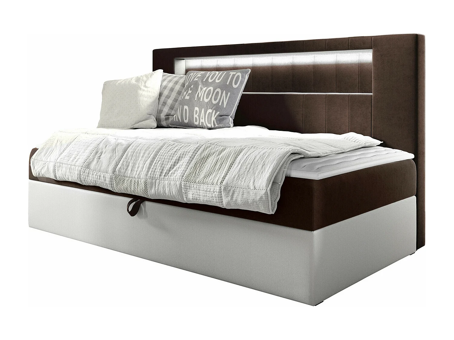 Cama continental Baltimore 168, Individuales, Continental, Marrón, 90x200, Somieres,