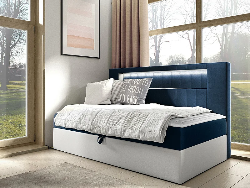 Cama continental Baltimore 168, Individuales, Continental, Azul, 80x200, Somieres, 92cm