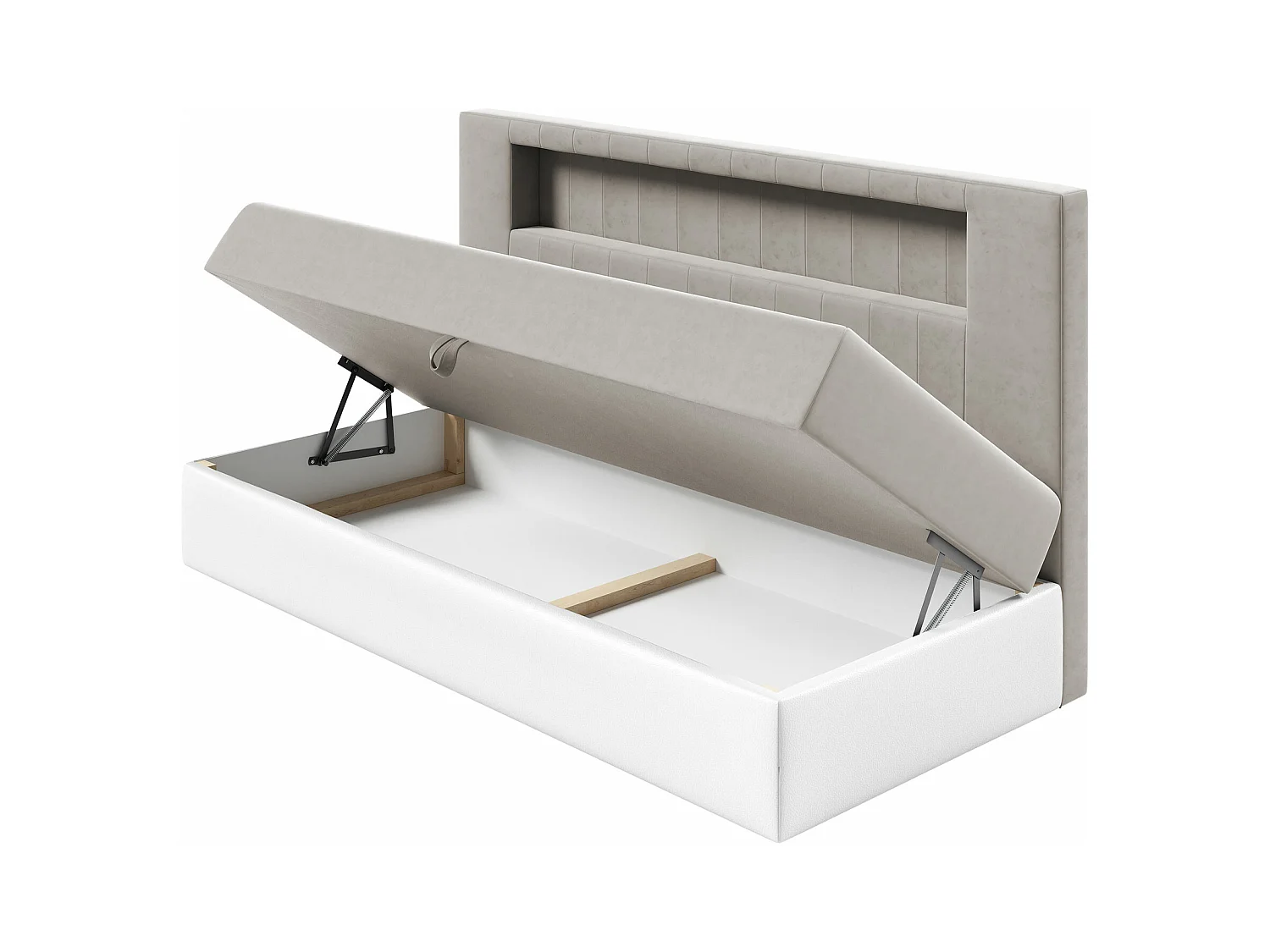 Cama continental Baltimore 168, Solteiro, Vermelho, Eco couro