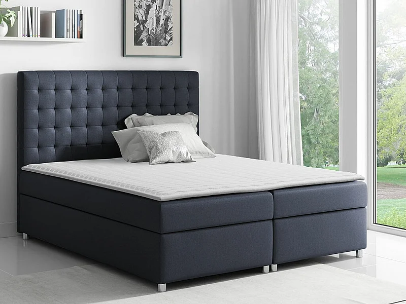 Cama continental Baltimore 115, Doble, Continental, Gris, 200x200, Tapiz, Somieres, 200cm