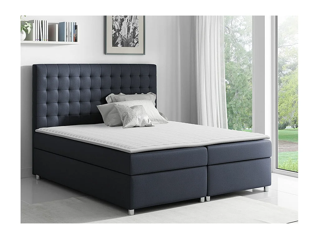 Cama continental Baltimore 115, Doble, Continental, Gris, 200x200, Tapiz, Somieres, 200cm