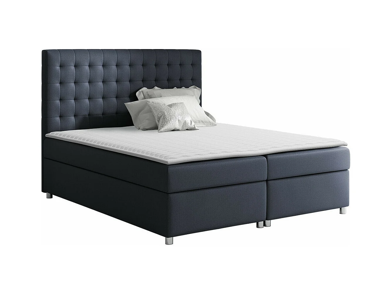 Cama continental Baltimore 115, Doble, Continental, Gris, 200x200, Tapiz, Somieres, 200cm