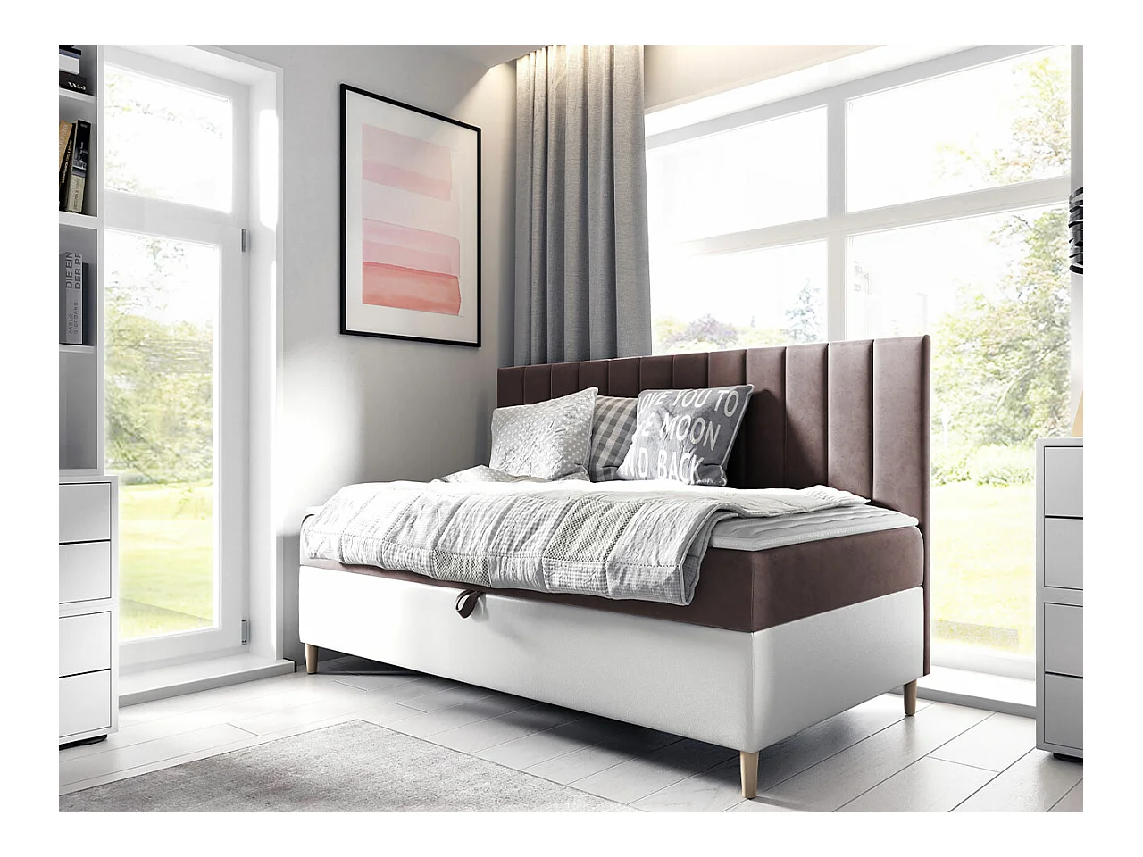 Cama continental Baltimore 165, Solteiro, Roxo, Tecido, 10x21x12cm