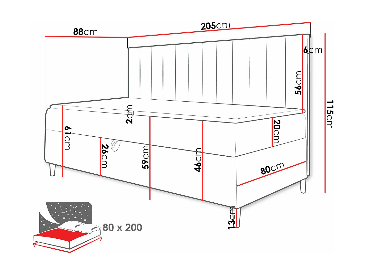 Cama continental Baltimore 165, Solteiro, Verde, Couro Ecológico
