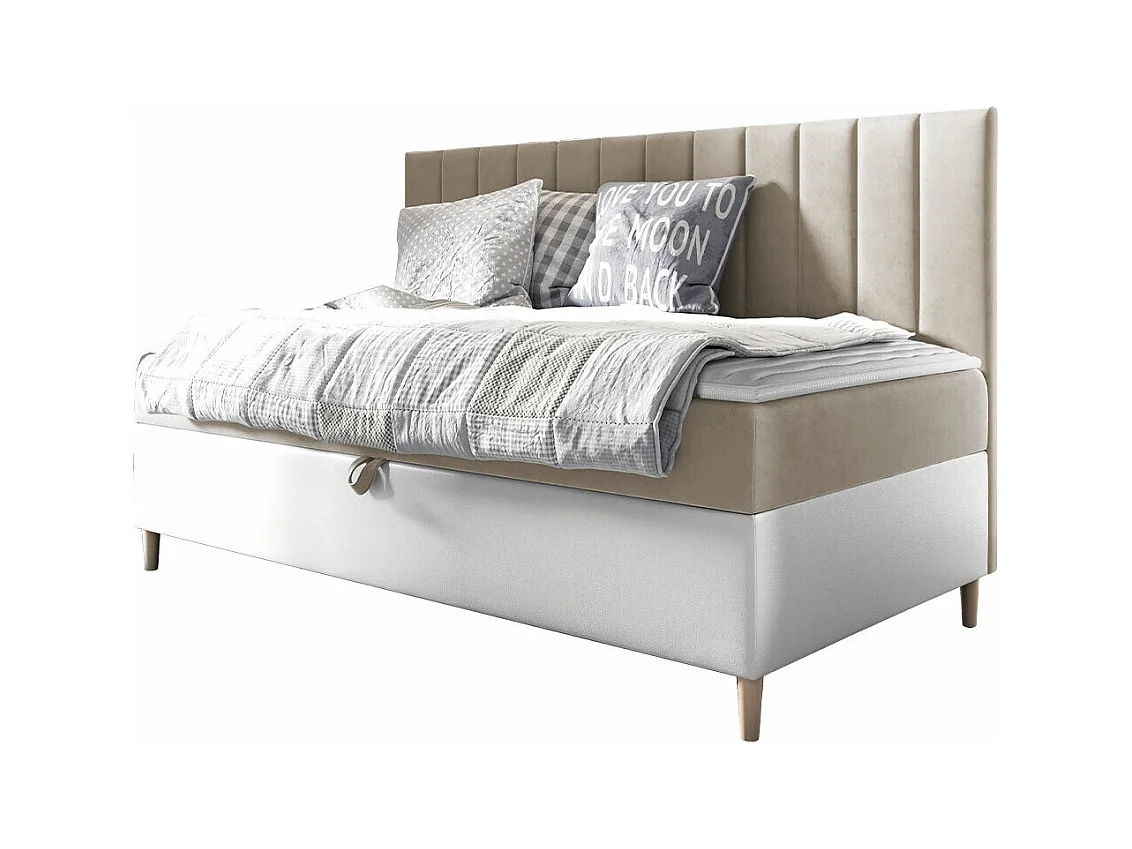 Cama continental Baltimore 165, Continental, Castanho claro, Tecido