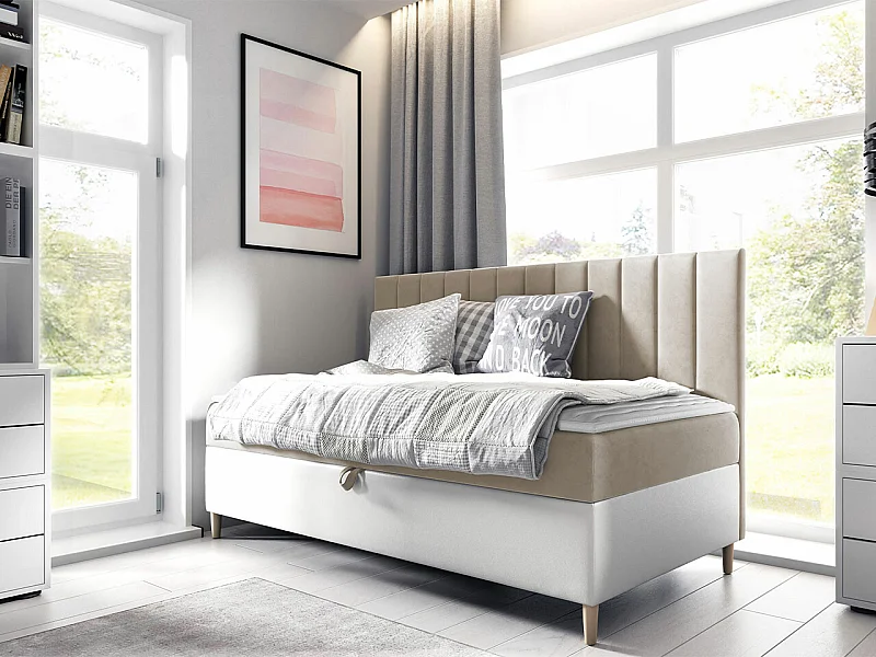 Cama continental Baltimore 165, Individuales, Continental, De color marrón claro, 80x200