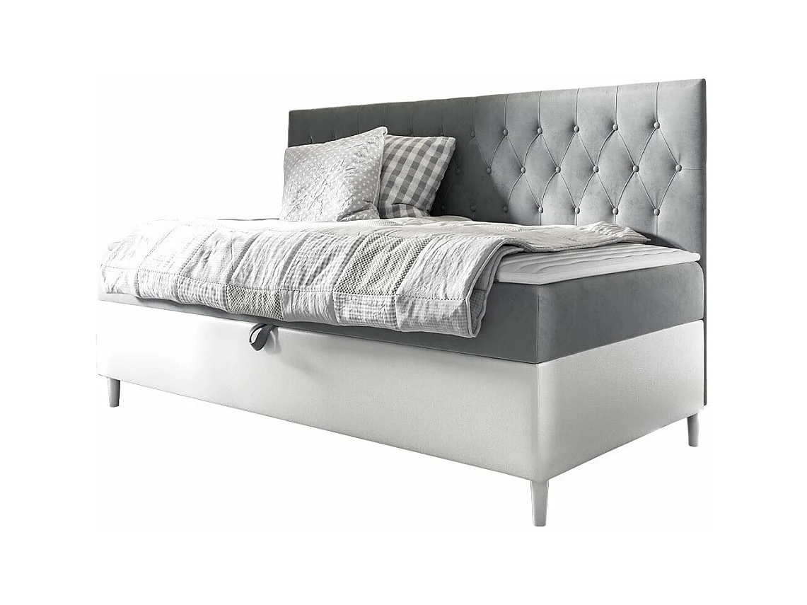 Cama continental Baltimore 166, Solteiro, Cinzento, Tecido, 9x20x12cm