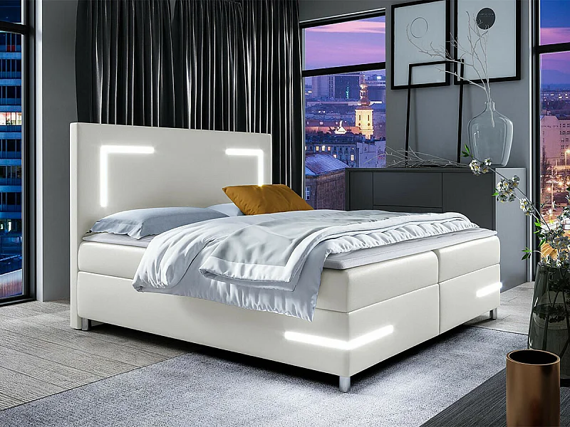 Cama continental Baltimore 173, Continental, Branco, Eco couro