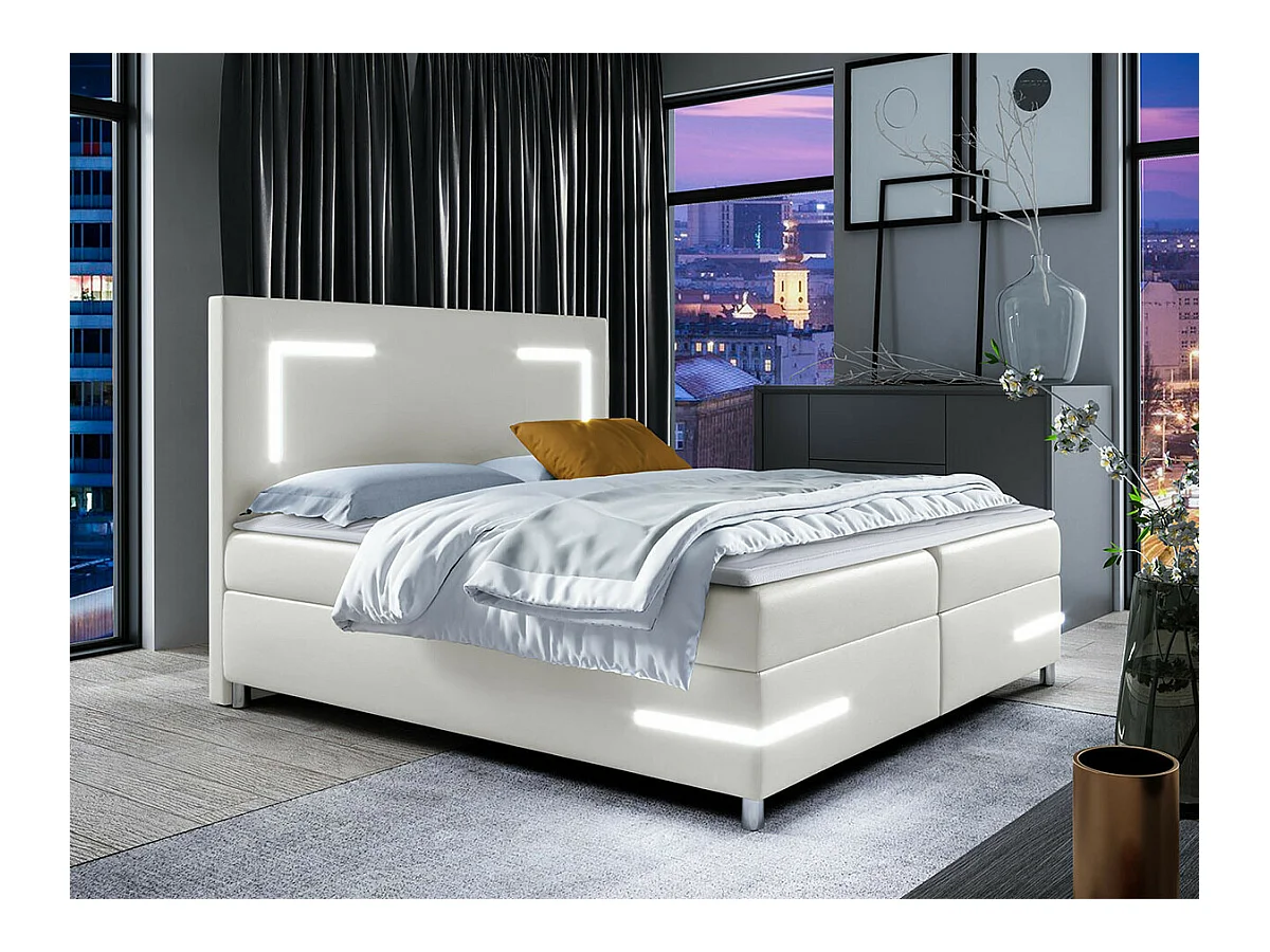 Cama continental Baltimore 173, Continental, Branco, Eco couro