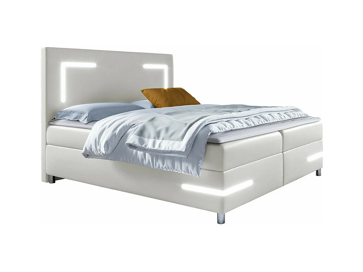 Cama continental Baltimore 173, Continental, Branco, Eco couro
