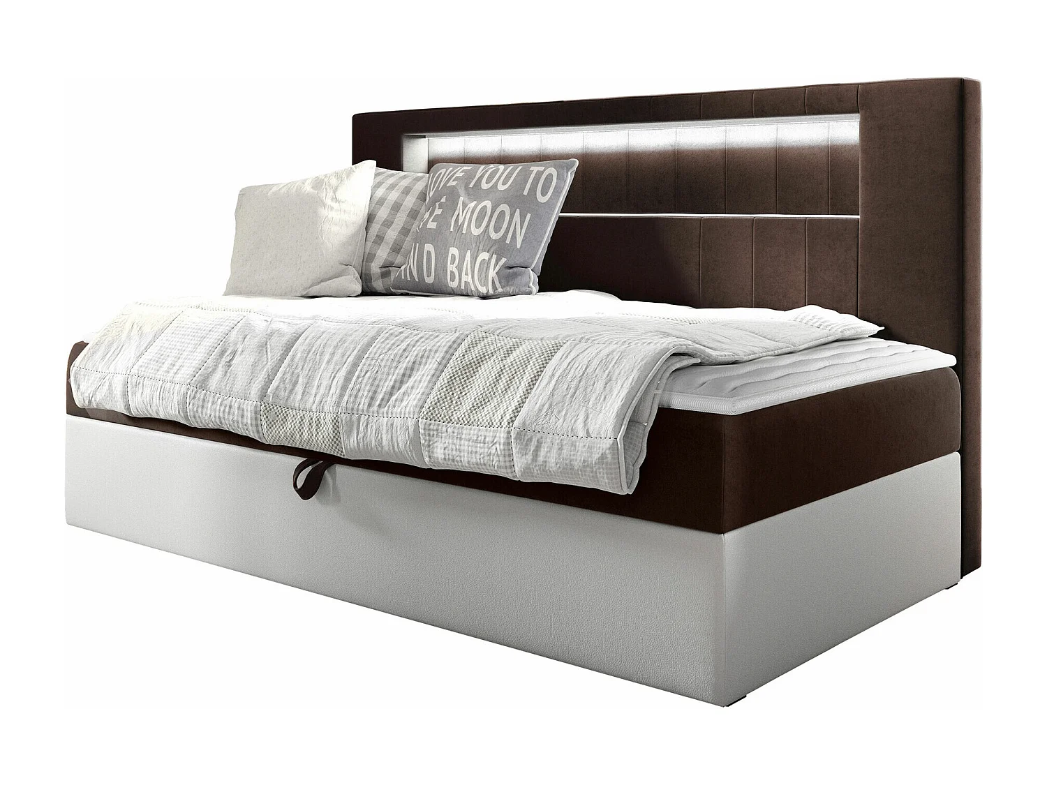 Cama continental Baltimore 168, Individuales, Continental, Marrón, 80x200, Somieres, 92cm