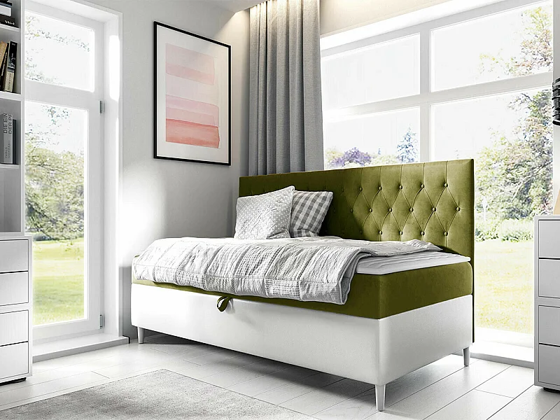 Cama continental Baltimore 166, Individuales, Continental, Verde, 80x200, Somieres, 88cm