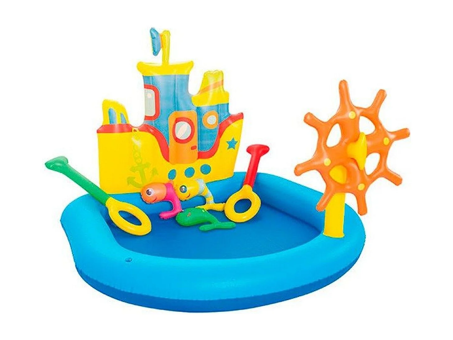 Piscina Barco remolcador 140 x 130 x 104 cm con figuras hinchables