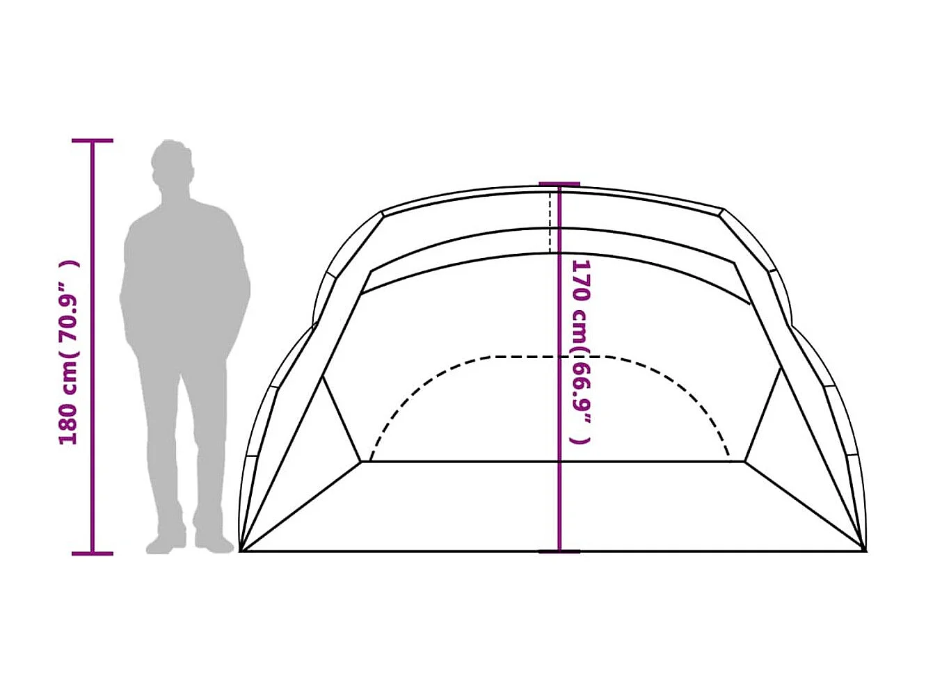 Tienda de playa Taiffa tafetán verde 170-148x274x178 cm
