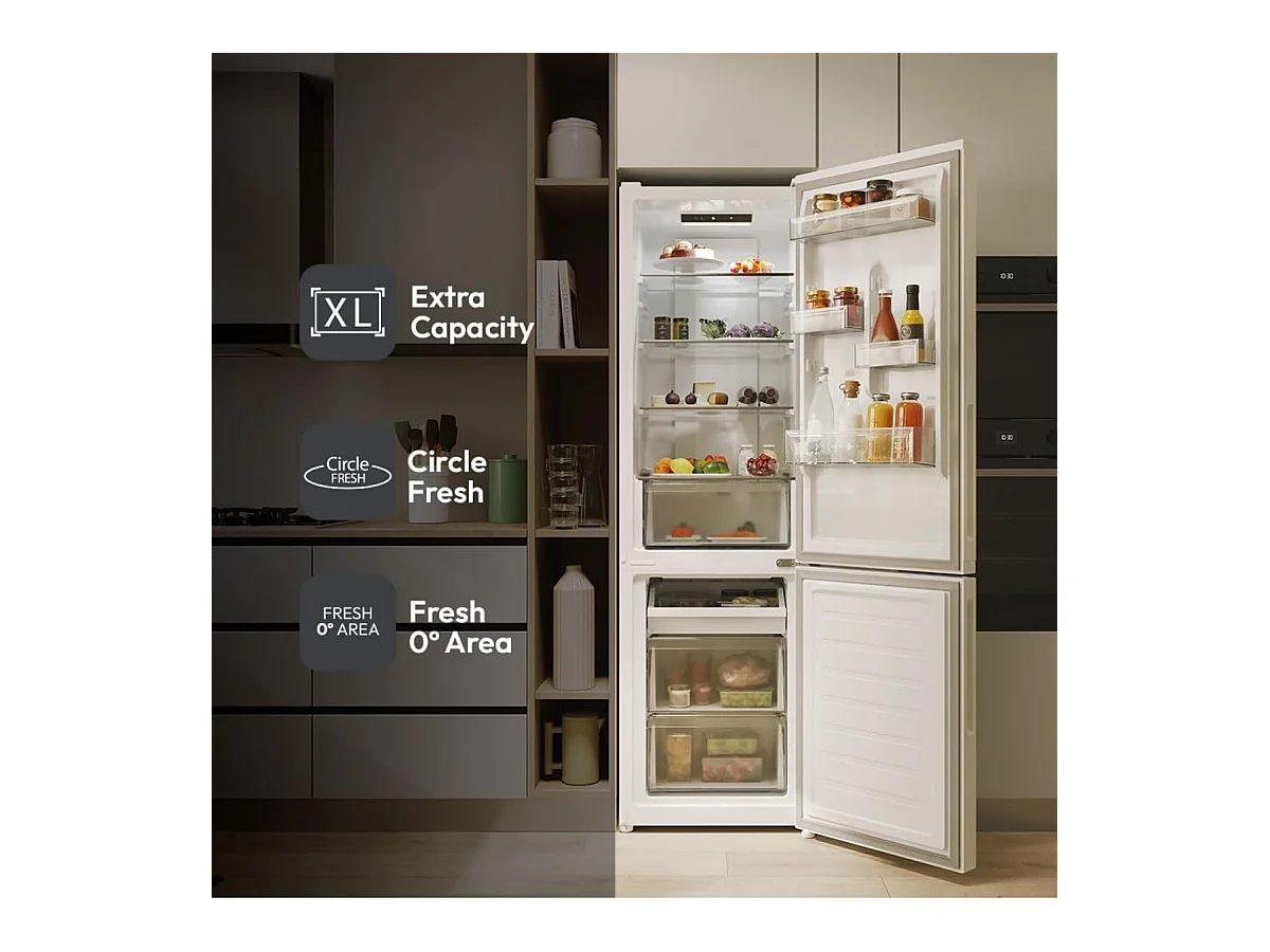 Candy Réfrigérateur combiné 60cm 355l no frost - CNCQ2T618EW