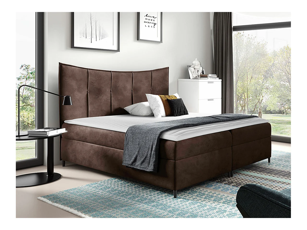 Cama continental Baltimore 178, Casal, Castanho, Tecido, 20x21x13cm