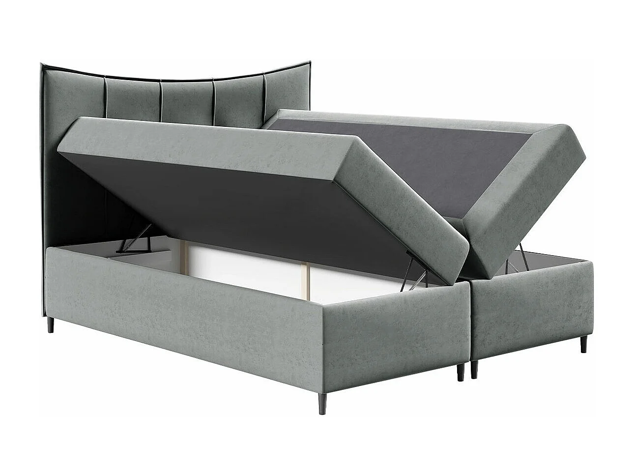 Lit continental Baltimore 178, Continental, Double, Marron, 200x200, Tapisserie, 200cm