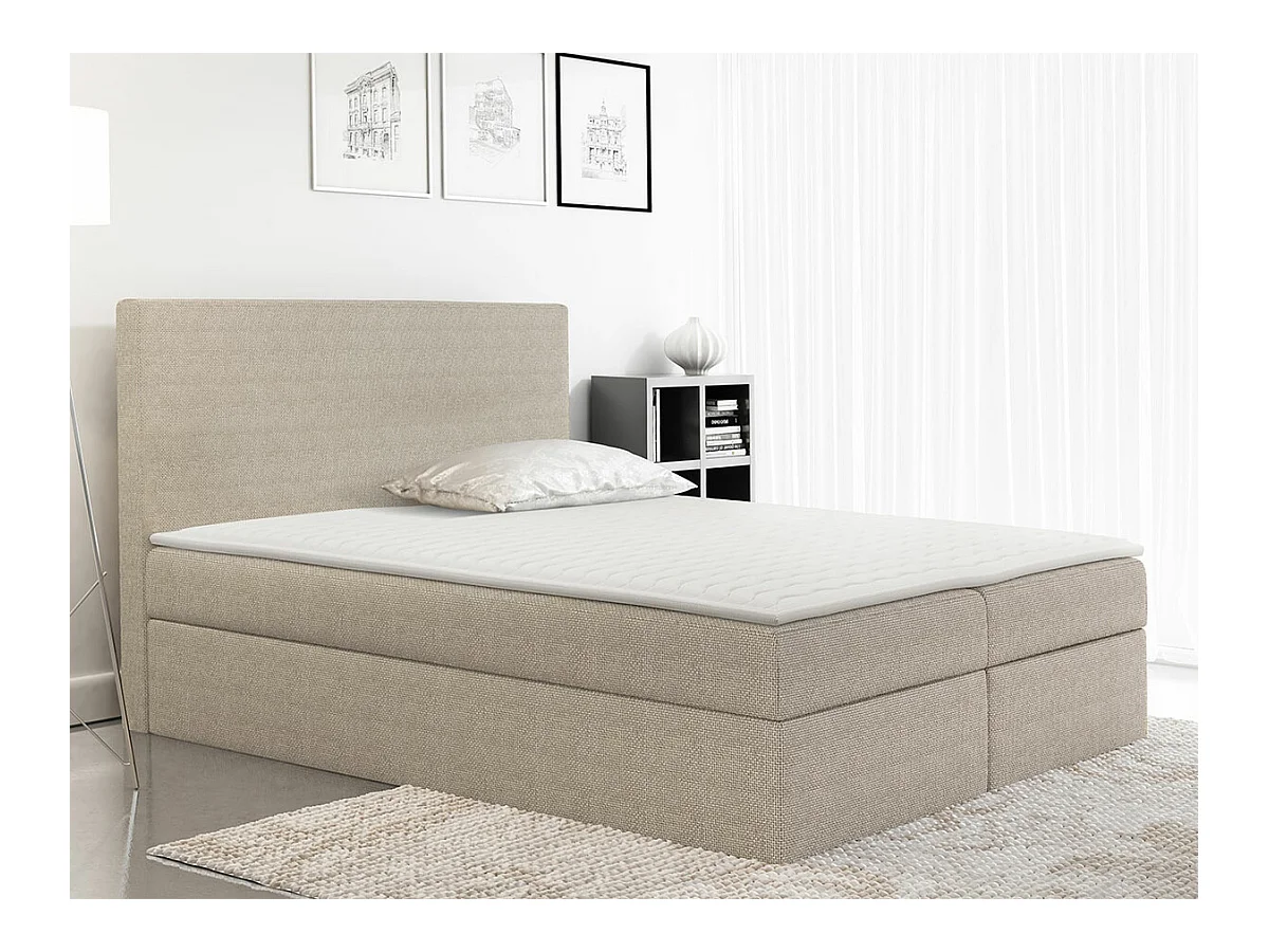 Cama continental Baltimore 163, Continental, Castanho claro, Tecido