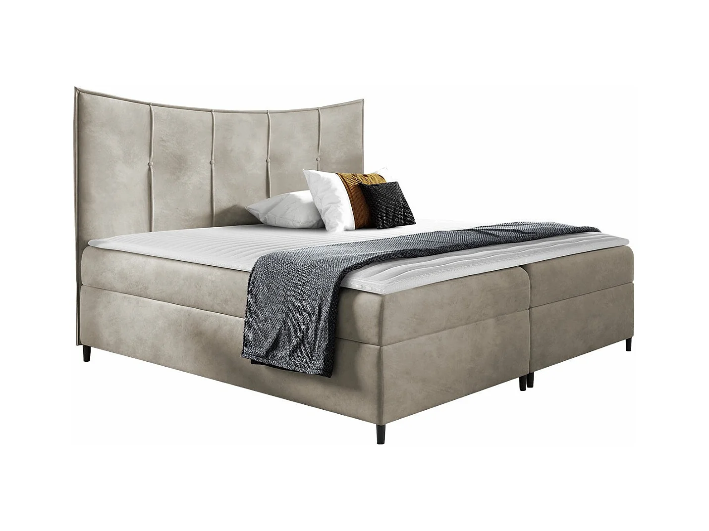 Cama continental Baltimore 178, Casal, Castanho claro, Tecido