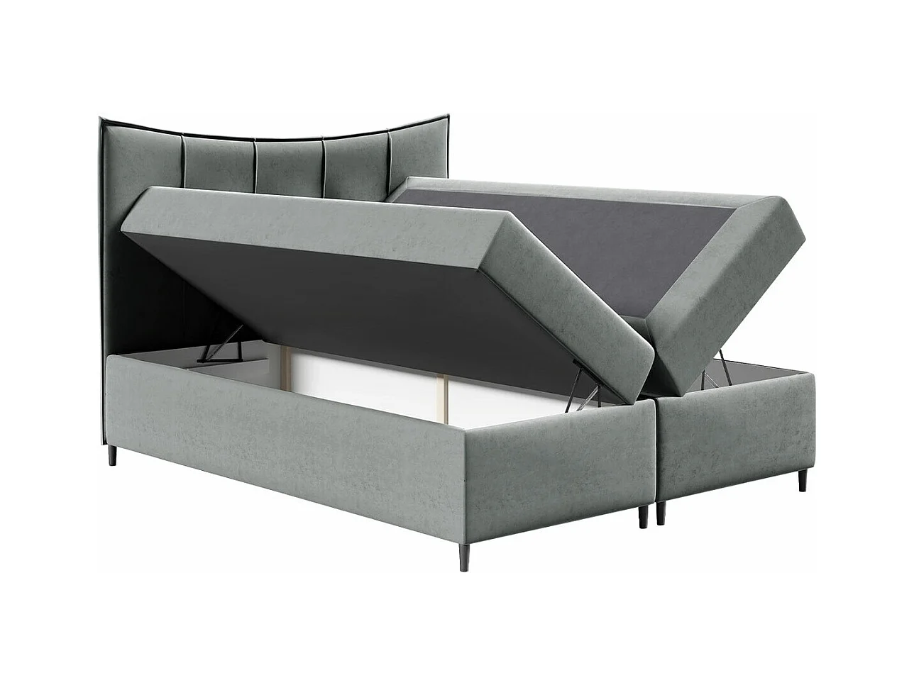 Cama continental Baltimore 178, Casal, Castanho claro, Tecido