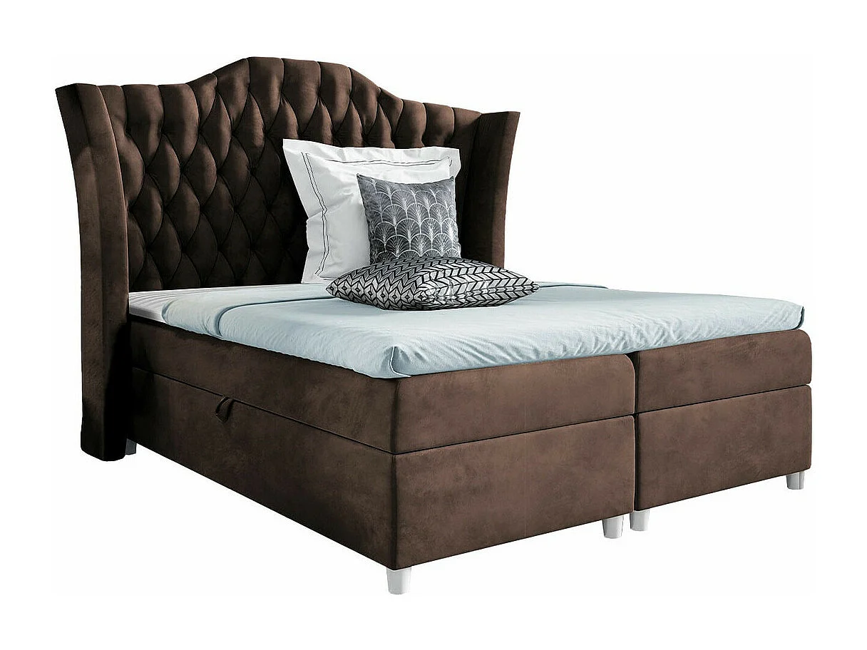 Cama continental Baltimore 183, Continental, Doble, Marrón, 160x200, Tapiz, 200x209x147cm