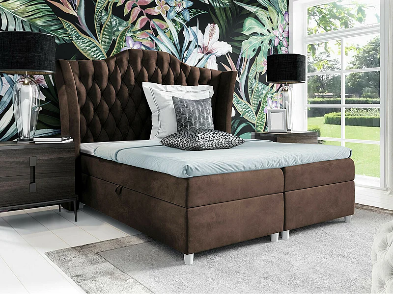 Cama continental Baltimore 183, Continental, Doble, Marrón, 160x200, Tapiz, 200x209x147cm