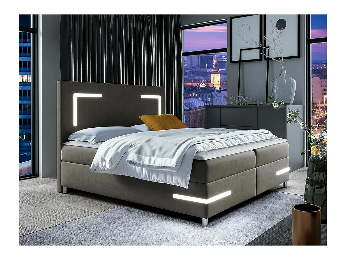 Cama continental Baltimore 173, Casal, Castanho, Tecido, 20x21x12cm