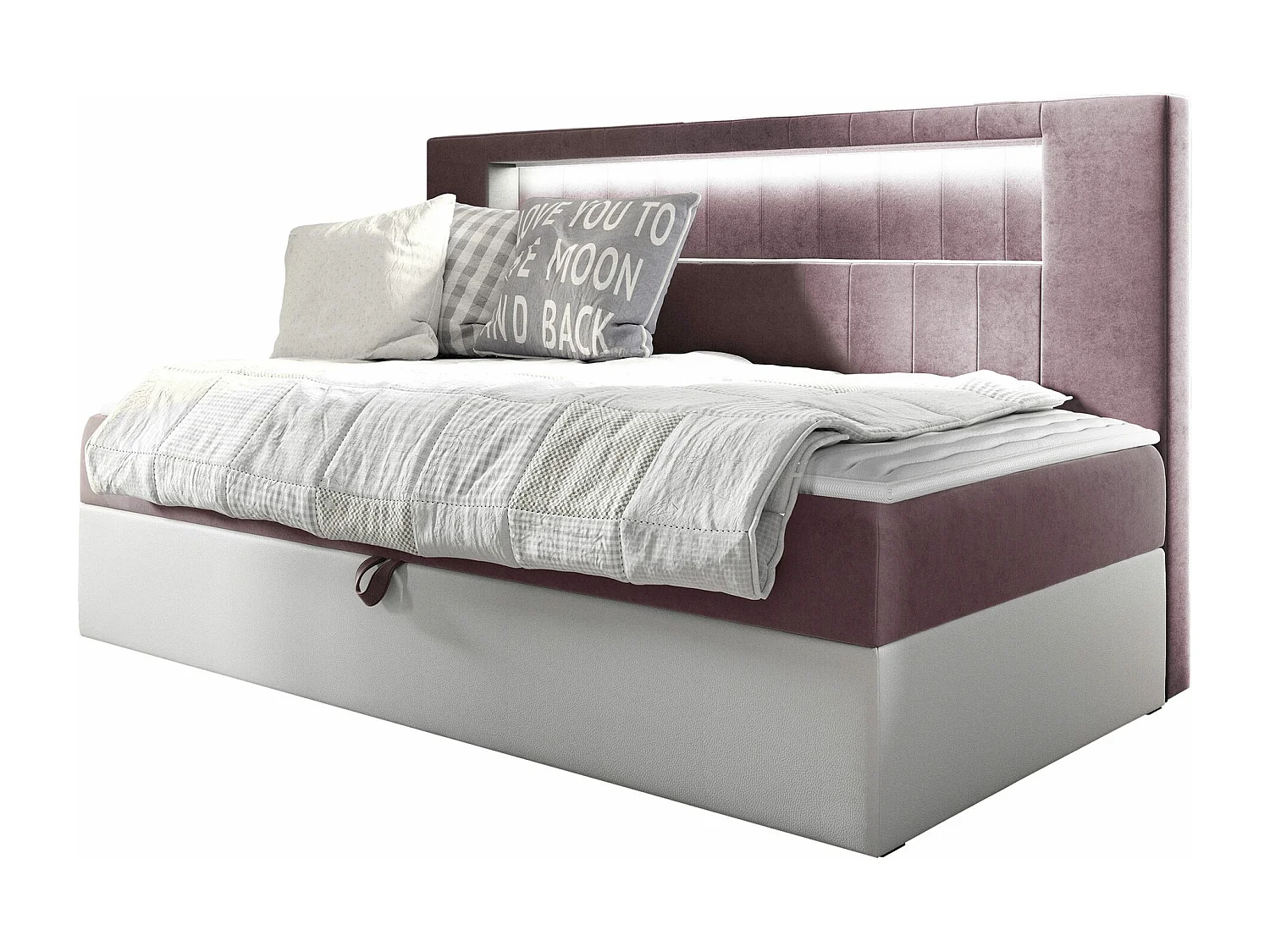 Cama continental Baltimore 168, Individuales, Continental, Púrpura, 90x200, Somieres,
