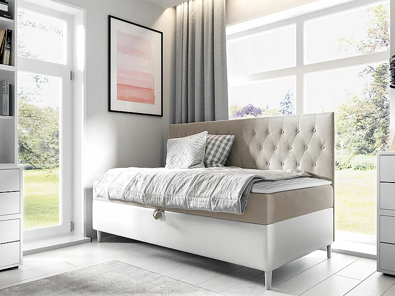 Cama continental Baltimore 166, Individuales, Continental, De color marrón claro, 80x200