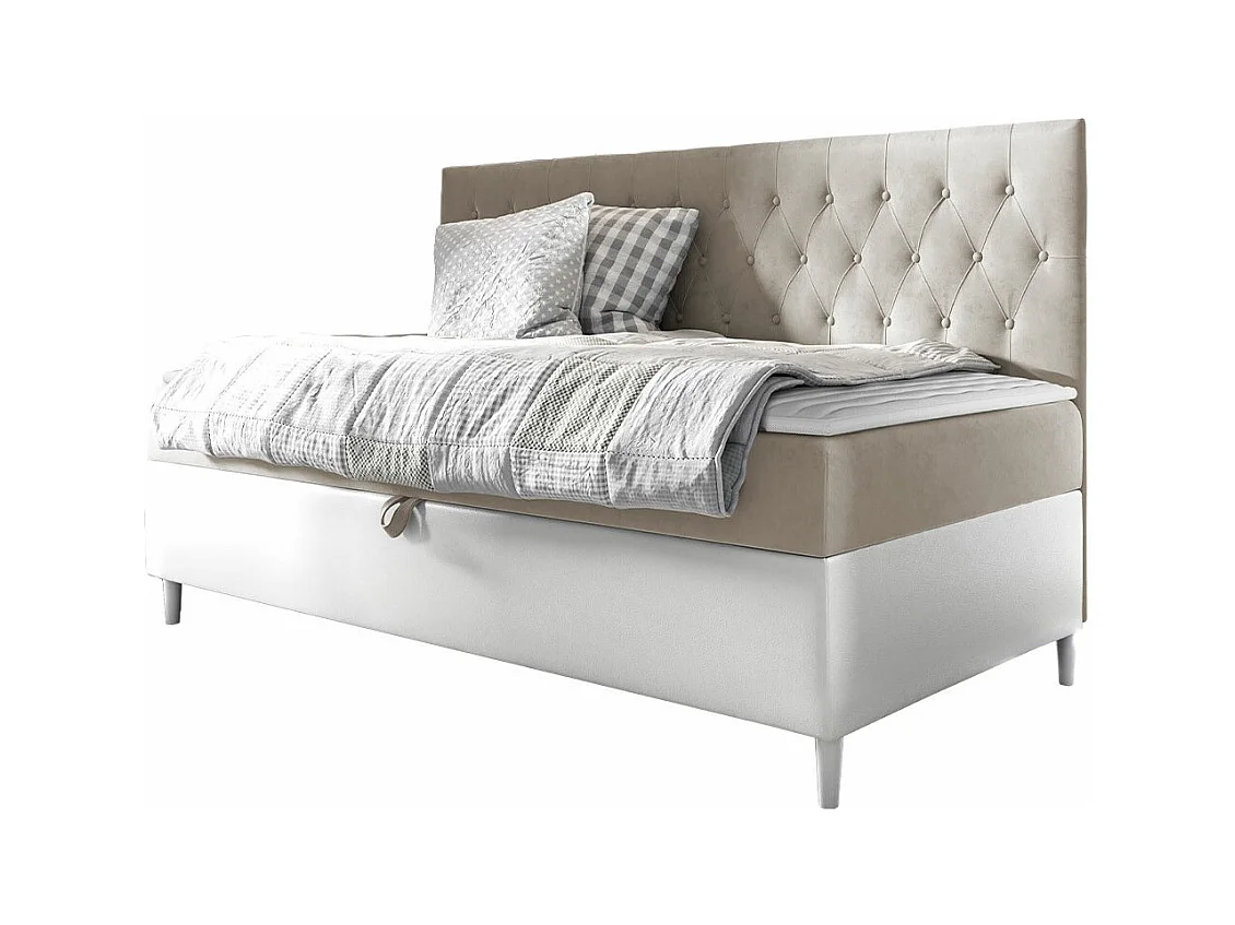 Cama continental Baltimore 166, Individuales, Continental, De color marrón claro, 80x200