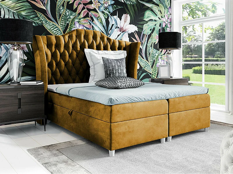 Cama continental Baltimore 183, Continental, Doble, Amarillo, 160x200, Tapiz, 200x209cm