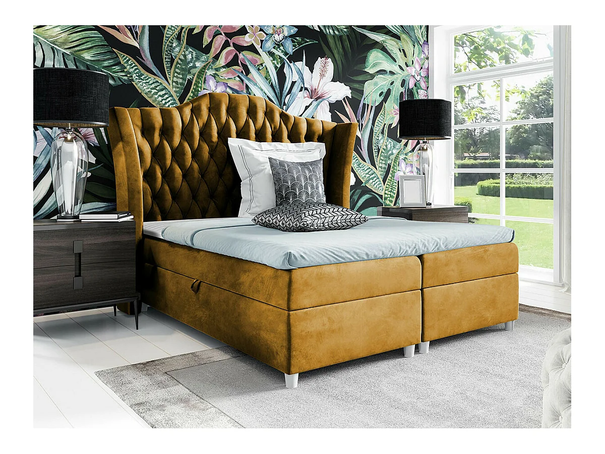 Cama continental Baltimore 183, Continental, Doble, Amarillo, 160x200, Tapiz, 200x209cm