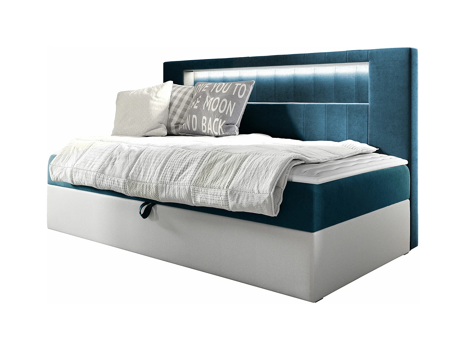 Cama continental Baltimore 168, Solteiro, Turquesa, Tecido, 9x20x10cm
