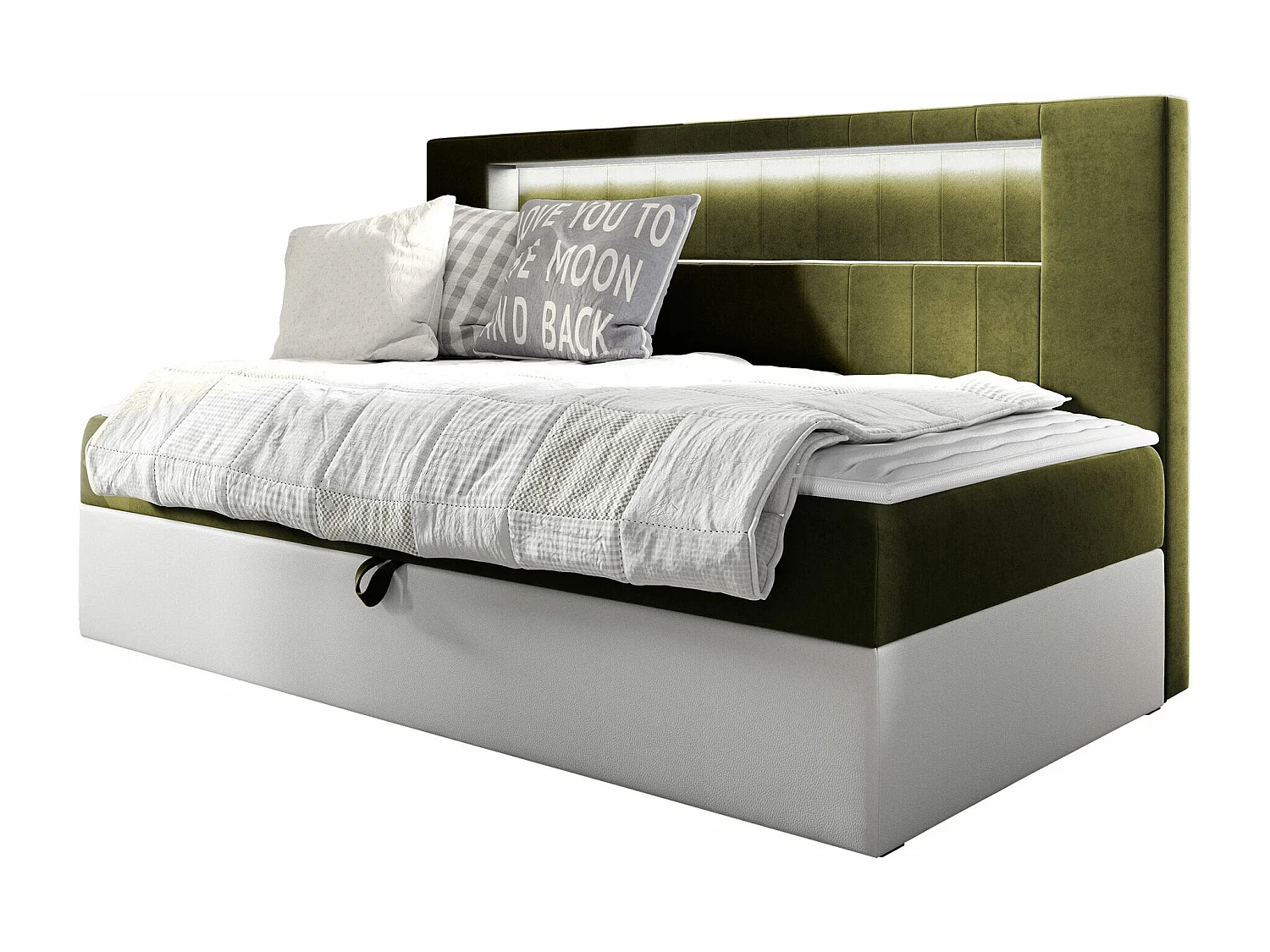 Cama continental Baltimore 168, Individuales, Continental, Verde, 80x200, Somieres, 92cm