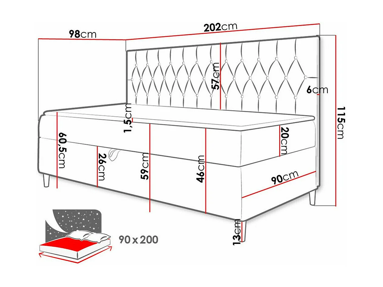Cama continental Baltimore 166, Continental, Turquesa, Couro Ecológico