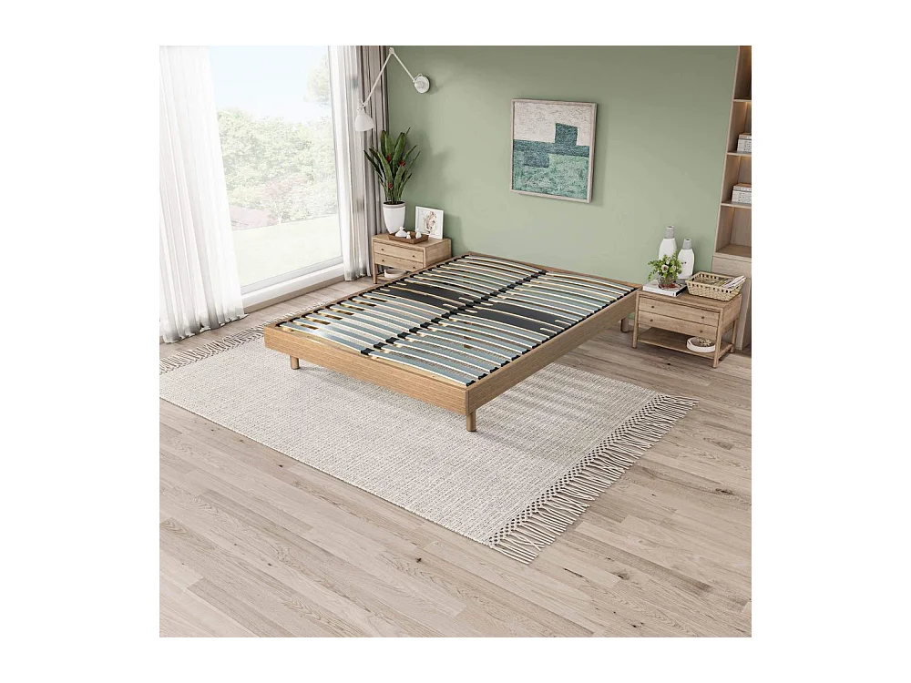 Matelas et sommier 90x190 Mousse - Maryland - Soutien ferme - Sommier en kit - Chêne