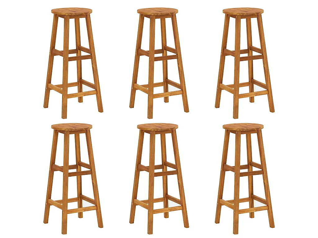 Tabourets de bar lot de 6 bois d'acacia solide