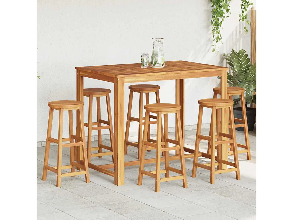Tabourets de bar lot de 6 bois d'acacia solide