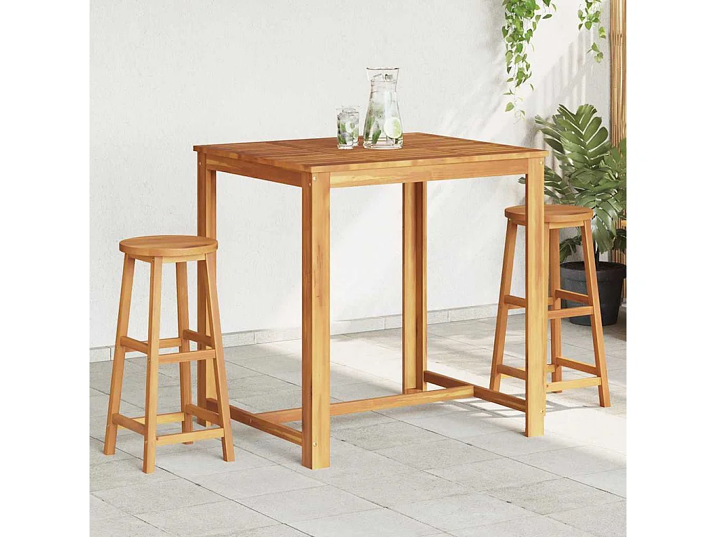 Tabourets de bar lot de 2 bois d'acacia massif