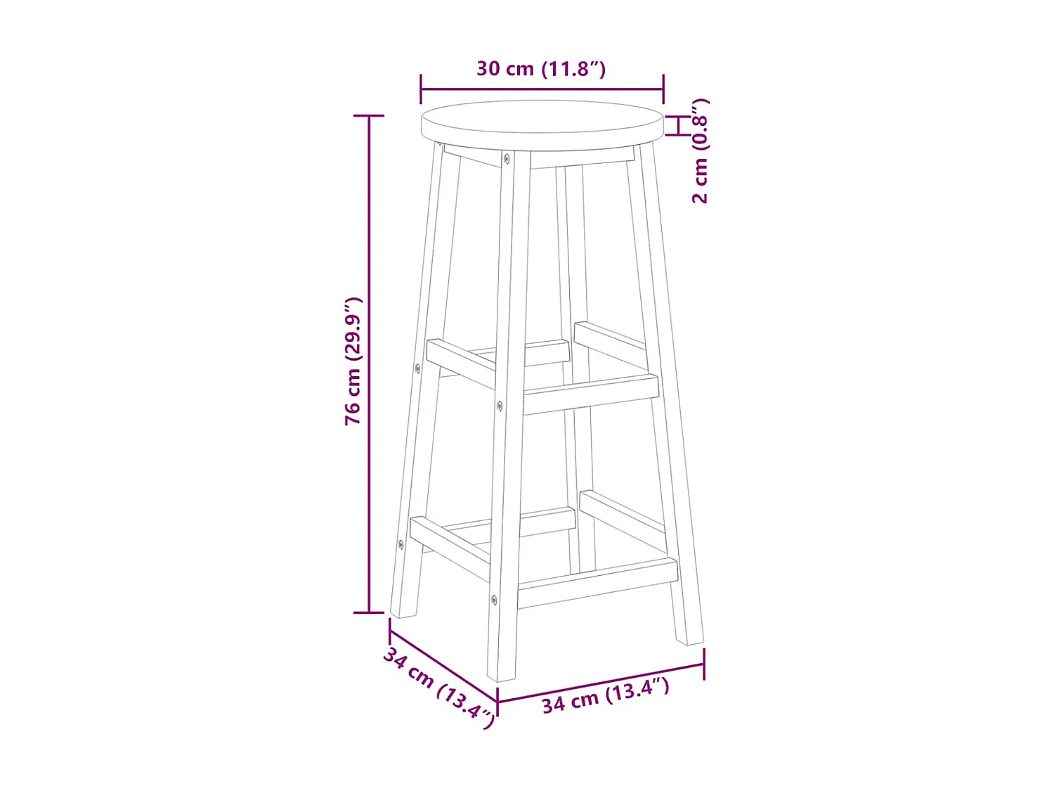 Tabourets de bar lot de 2 bois d'acacia massif