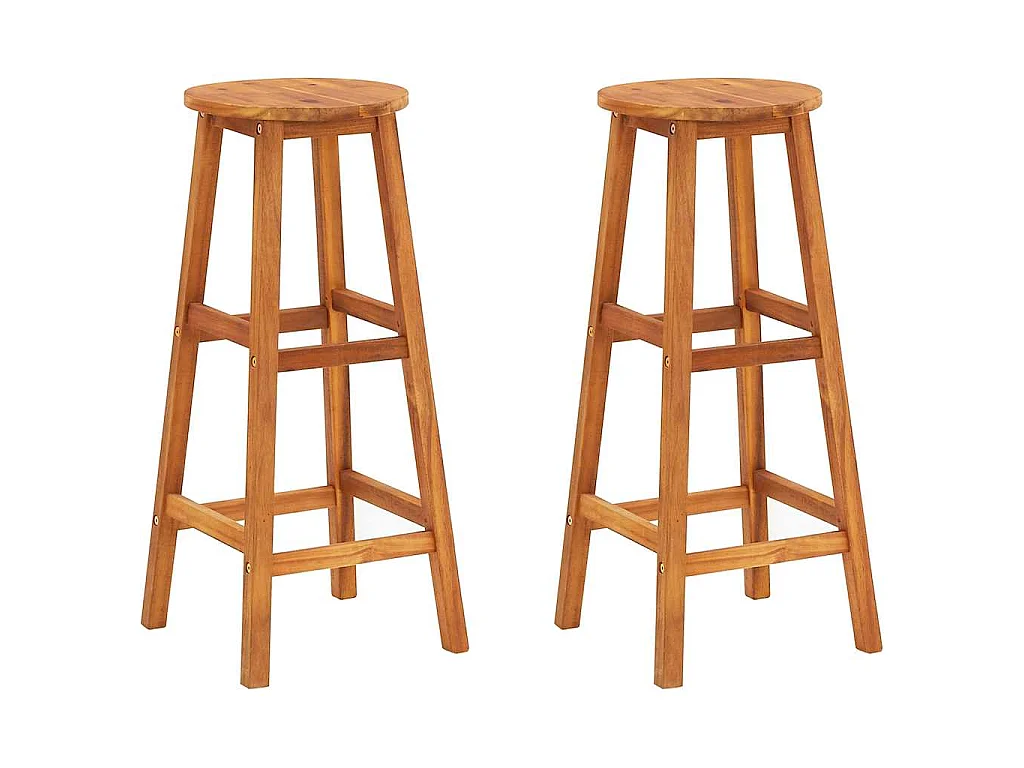 Tabourets de bar lot de 2 bois d'acacia massif