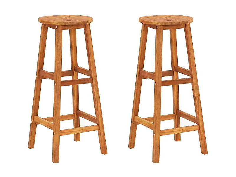 Tabourets de bar lot de 2 bois d'acacia massif