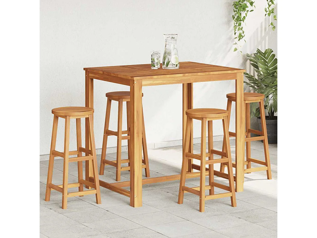 Tabourets de bar lot de 4 bois d'acacia solide