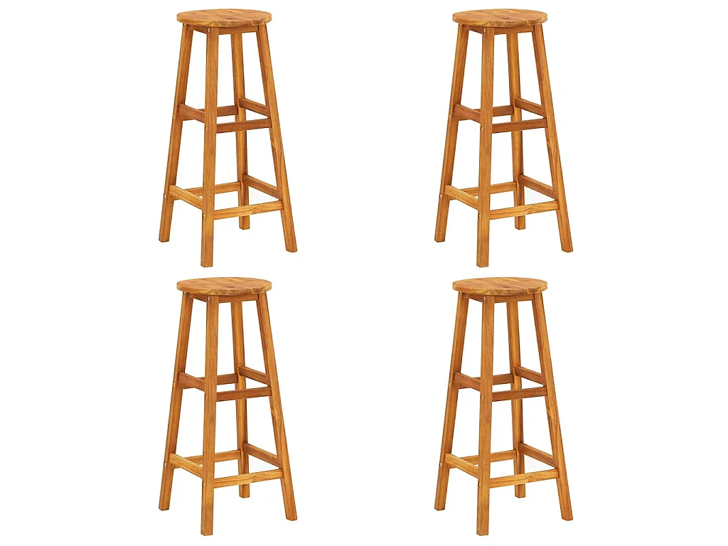 Tabourets de bar lot de 4 bois d'acacia solide