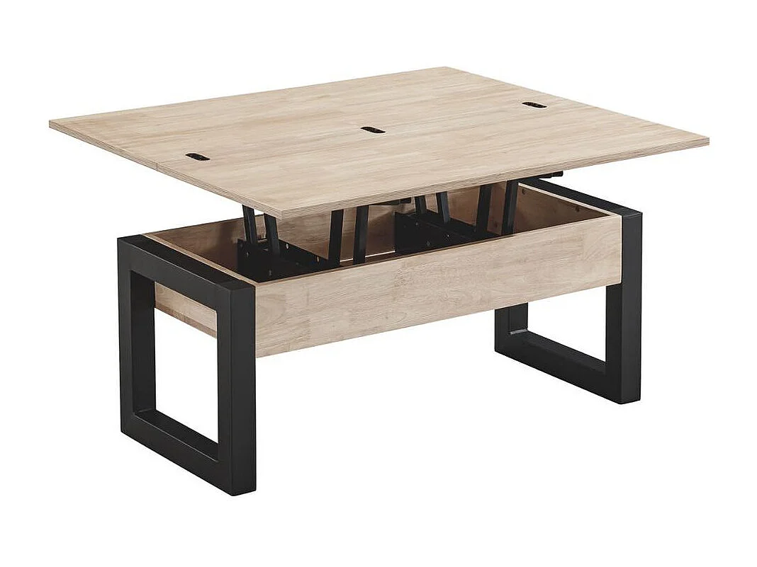 Mesa de centro elevable Loft Advance diseño extensible nordish/negro 47,5x120x60-120 cm Adec