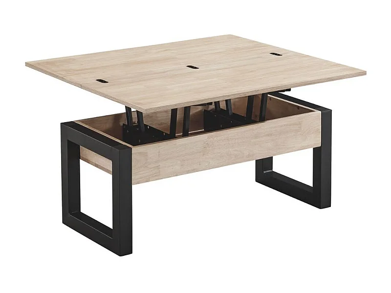 Mesa de centro elevable Loft Advance diseño extensible nordish/negro 47,5x120x60-120 cm Adec