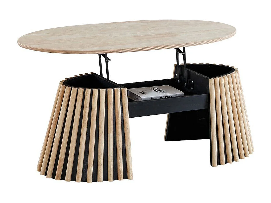 Mesa de centro Grove ovalada elevable nordish 45,5-60,5x120x60 cm Adec