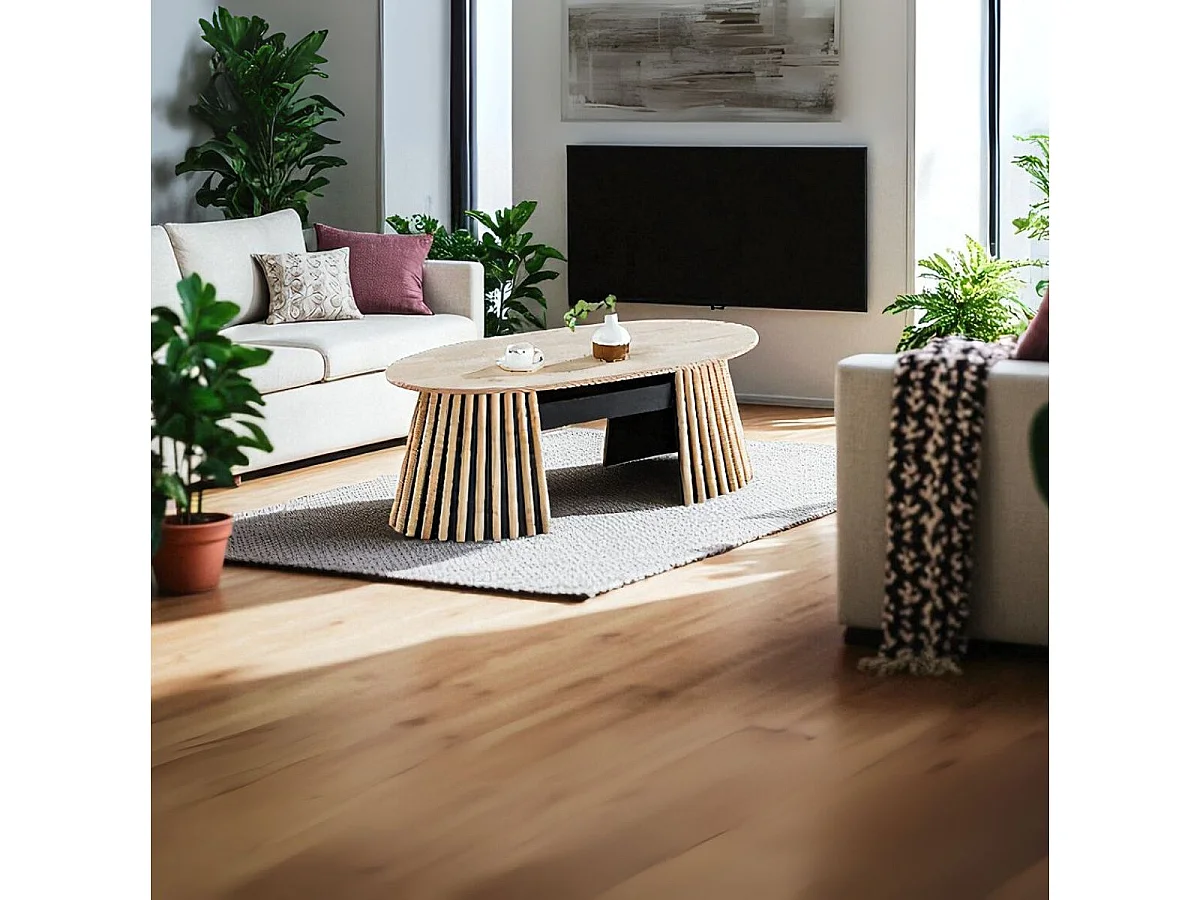 Mesa de centro Grove ovalada elevable nordish 45,5-60,5x120x60 cm Adec