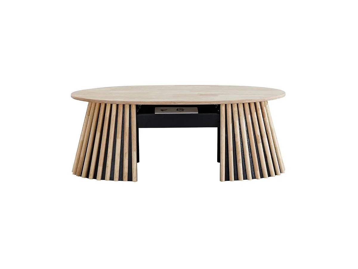 Mesa de centro Grove ovalada elevable nordish 45,5-60,5x120x60 cm Adec